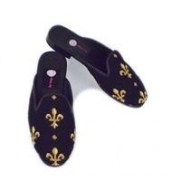 ByPaige - Fleur de Lis on Black Needlepoint Mule