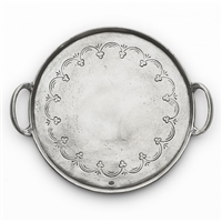 Arte Italica -Vintage Pewter Round Tray with Handles