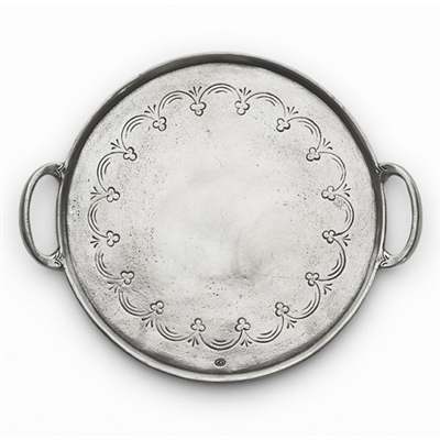 Arte Italica -Vintage Pewter Round Tray with Handles