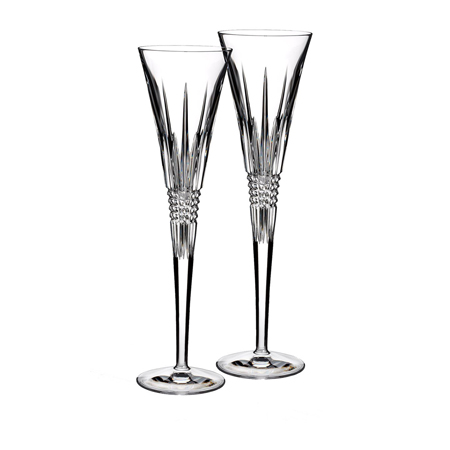 Waterford - Lismore Diamond Toasting Flutes, Pair