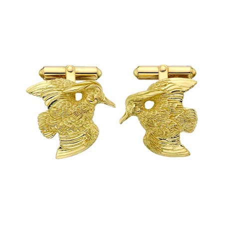 Wood Duck Cufflinks in 14K and 18K Gold by Grainger McKoy