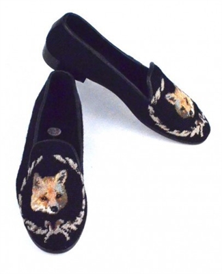 ByPaige - Fox on Black Needlepoint Women's Loafer