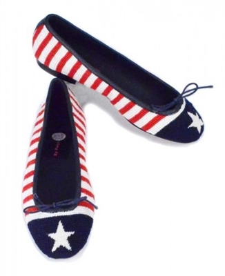 ByPaige - Stars and Stripes Needlepoint Ballet Flats