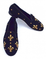 ByPaige - Fleur de Lis on Black Needlepoint Women's Loafer