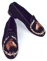 ByPaige - Horse Head on Black Needlepoint Women's Loafer