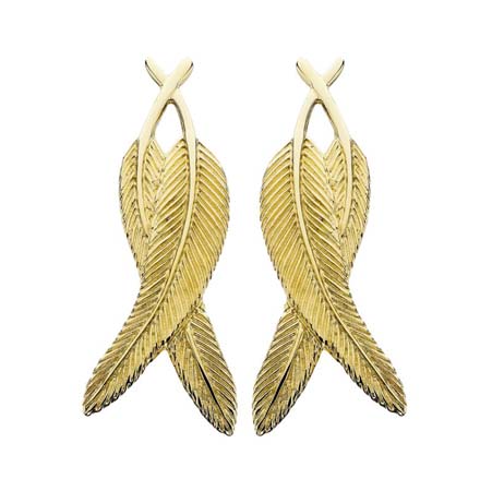 Crossover Feather Earrings in Gold by Grainger McKoy