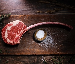 Wagyu Tomahawk steaks are exceptionally large ribeye steaks with an extra-long frenched bone. Our Wagyu Tomahawk steak weighs an average of 24 to 40 oz. Tomahawk steaks are also known as â€œcaveman steaks,â€ they are one of the most impressive steaks.