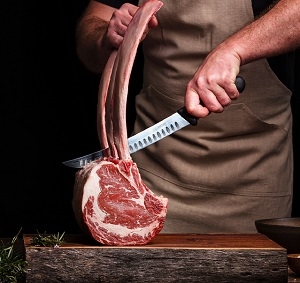 Wagyu Tomahawk steaks are exceptionally large ribeye steaks with an extra-long frenched bone. Our Wagyu Tomahawk steak weighs an average of 24 to 40 oz. Tomahawk steaks are also known as â€œcaveman steaks,â€ they are one of the most impressive steaks.