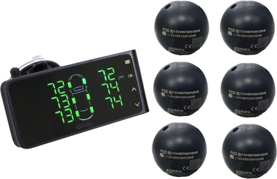 Tuson Trailer Tire Pressure Monitor, 6 TPMS ball sensor tire units