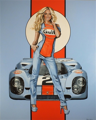 GULF RACING GIRL  3FT X 5FT