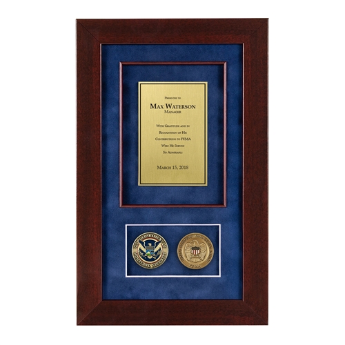 Recognition Shadow Box (Cherry) w/ Coins (FEMA)