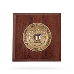 Wooden Paperweight w/ Coin (USCIS)