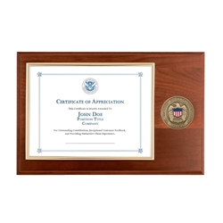 certificate plaque w/ medallion USCIS