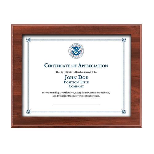 Slip-In Certificate Plaque