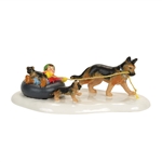 Snow Village Inner Tube Sled Dog Race