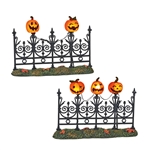 Halloween Village Lit Jack-O-Lantern Fence