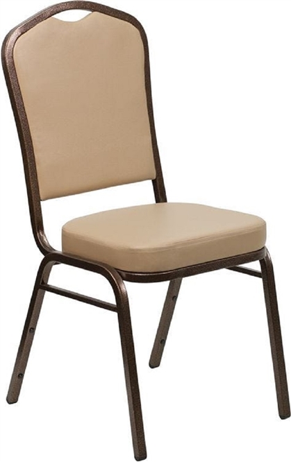 BEIGE SOLID FABRIC BANQUET CHAIR