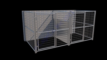 2-Run Indoor/Outdoor Dog Kennels with Fight Guards 6'W x 6'L x 6'H