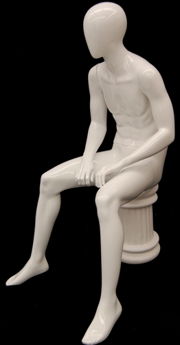 Male Mannequin in Seated Pose in Matte White from www.zingdisplay.com
