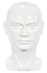 Plastic Male Mannequin Head Display -Glossy White