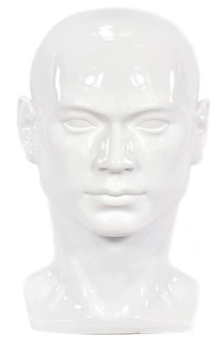 Plastic Male Mannequin Head Display -Glossy White