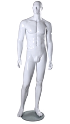 Athletic Male Mannequin in Glossy or Matte White from www.zingdisplay.com