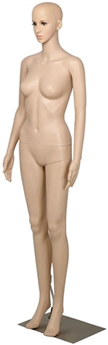 Unbreakable Female Mannequin in Tan with Realistic Facial Features. Arms rotate 350 degrees to help create any unique display you can dream of.  Shop all of our headless female mannequins at www.zingdisplay.com