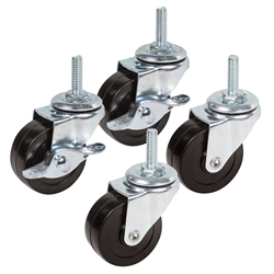 2" Industrial Chrome Rubber Casters - Set of 4
