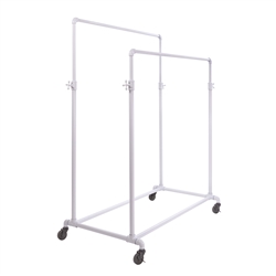 Adjustable Double Bar Ballet Rack in Glossy White - Pipe Collection from www.zingdisplay.com