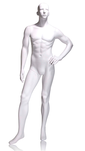 Tomas Male Mannequin Abstract Head with features -Left hand on hip Pose 3