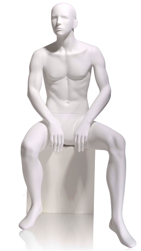 Tomas Male Mannequin Abstract Head with features - Seated Pose 5