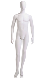 White Male Mannequin - Oval Head - Leg Bent from www.zingdisplay.com