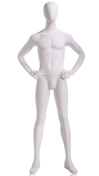 White Male Mannequin - Oval Head - Hands on Hips from www.zingdisplay.com