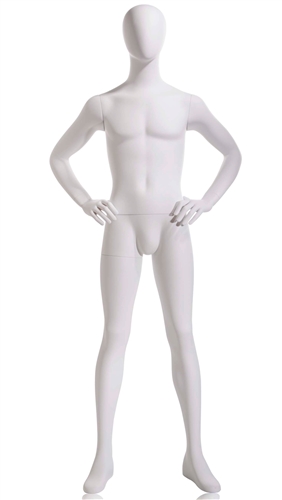 White Male Mannequin - Oval Head - Hands on Hips from www.zingdisplay.com