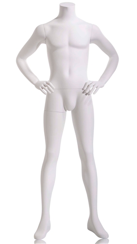 Male Mannequin, Headless - White - Hands at Sides from www.zingdisplay.com