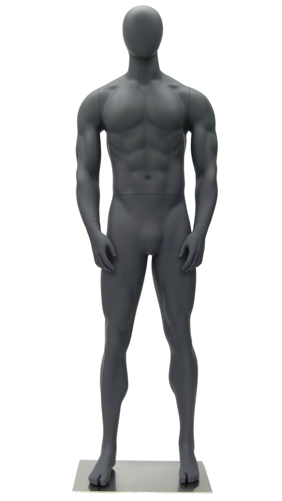 Matte Grey Male Mannequin Head