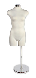 Cream Female Torso Form with Chrome Base and Neckcap