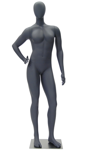 Athletic Gray Egghead Female Mannequin - Hand on Hip