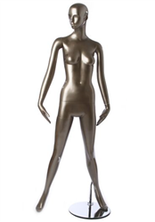 Metallic Pewter Feminine Abstract Female Mannequin - Legs Apart