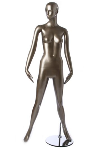 Metallic Pewter Feminine Abstract Female Mannequin - Legs Apart