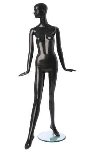Glossy Black Feminine Abstract Female Mannequin - Hands Flared