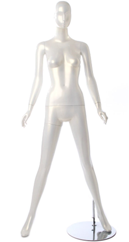Pearl White Feminine Abstract Female Mannequin - Arms by Sides, Legs Apart