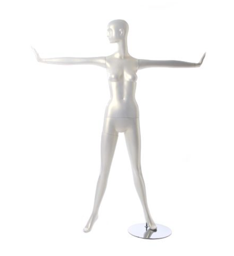 Pearl White Feminine Abstract Female Mannequin - Arms Outstretched