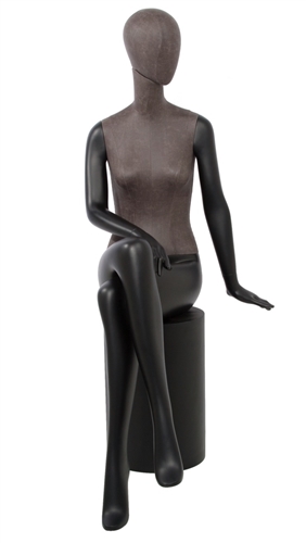 Leatherette Mixed Fabric Seated Female Mannequin