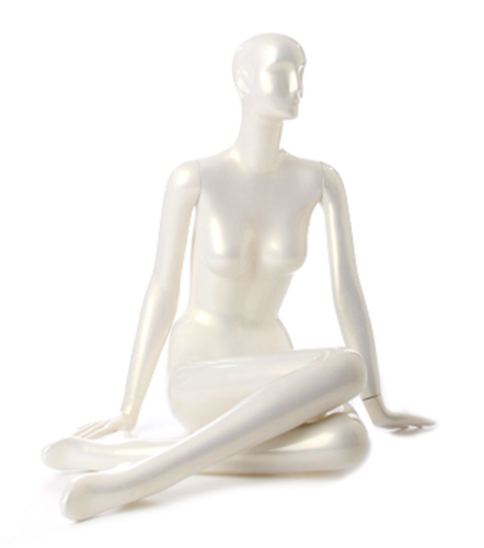 Pearl White Feminine Abstract Female Mannequin - Seated Legs to Side