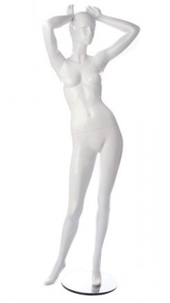 Glossy White Retro Abstract Female Mannequin - Arms Up