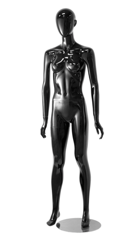 Abstract Head Female Mannequin Glossy Black - Legs Apart