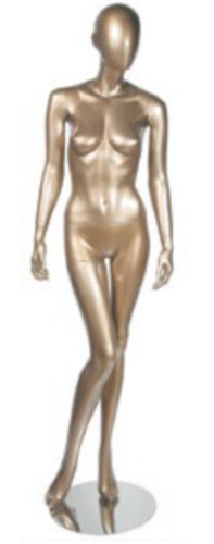 Abstract Head Female Mannequin Metallic Pewter - Knee Bent