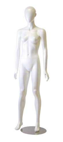 Abstract Head Female Mannequin Pearl White - Legs Apart