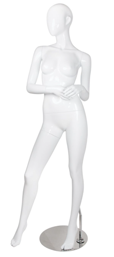 Abstract Head Female Mannequin Pearl White - Head Turned Leg Out
